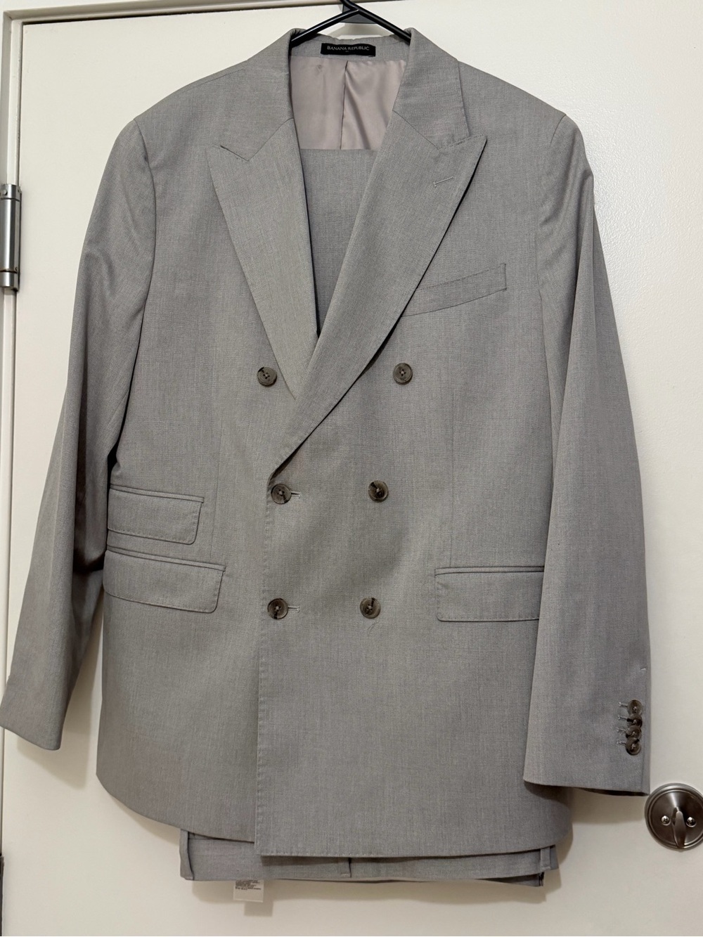 Banana Republic Double-Breasted Gray Suit Blazer